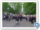 Tom Greenhalgh leading the parade from Place Gambetta to Place de Lattre de Tassigny, Bergerac